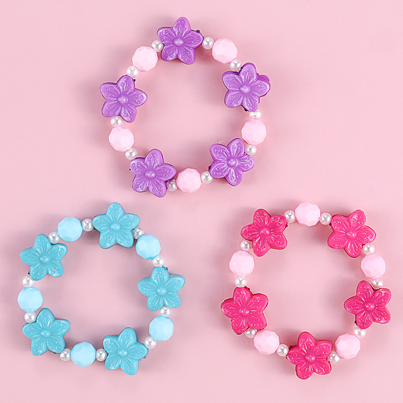 Flower flower children's natural style small flower acrylic bead girls' bracelet manufacturer supply, customizable accessories available Item Picture