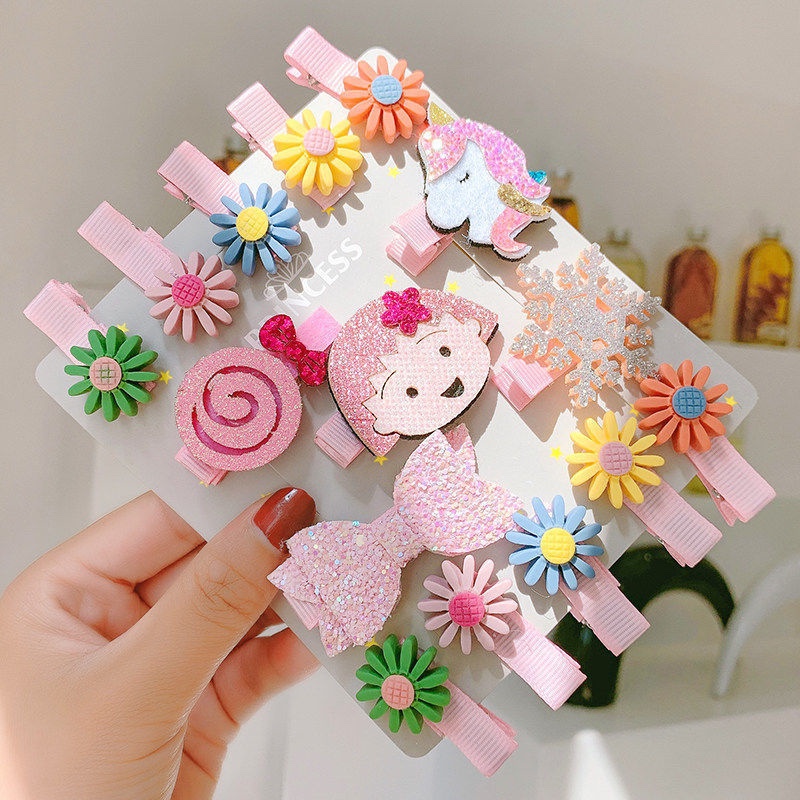 Children's hair clip set, handmade clip bag, fabric hair clip, side clip, bangs clip, baby broken hair clip, no damage to hair