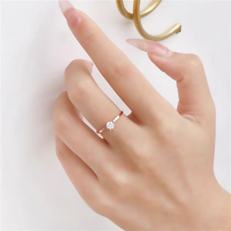 Japanese and Korean small diamond ring, fashionable, unique and niche design, titanium steel light luxury exquisite ring i Specification image