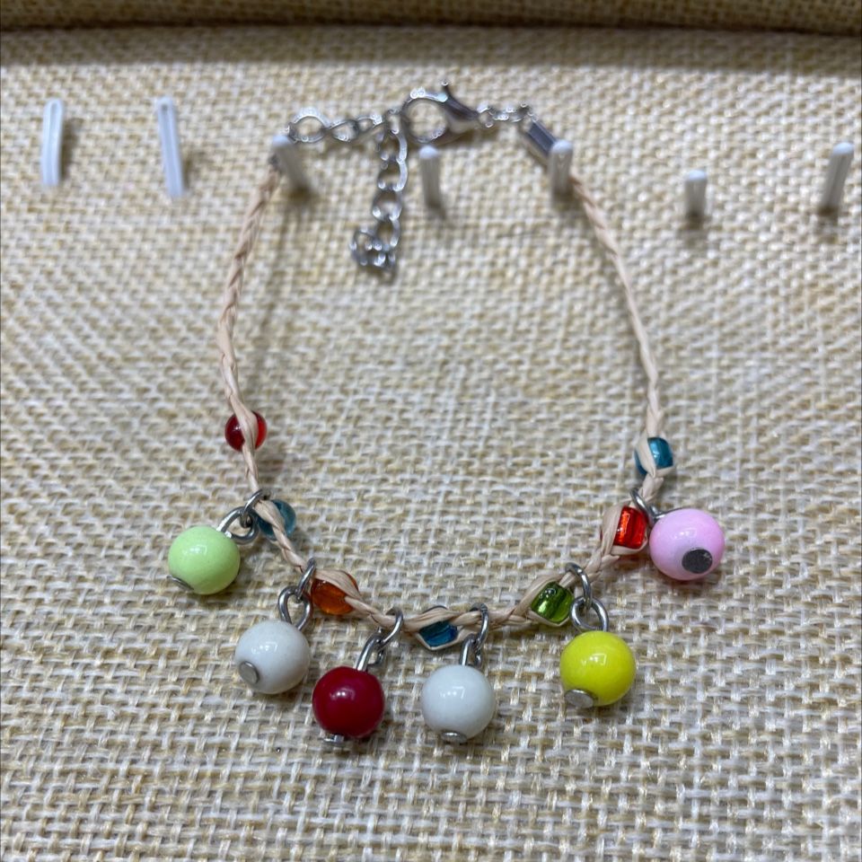 实色七彩小园珠手链