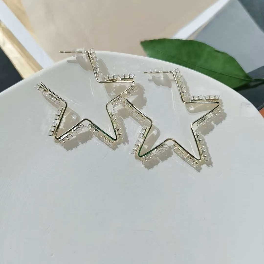 A minimalist new pearl stud earrings featuring a unique European and American retro fashion style with five-pointed zircon. These earrings are trendy and stylish for women on Instagram, exuding a cool and cool vibe