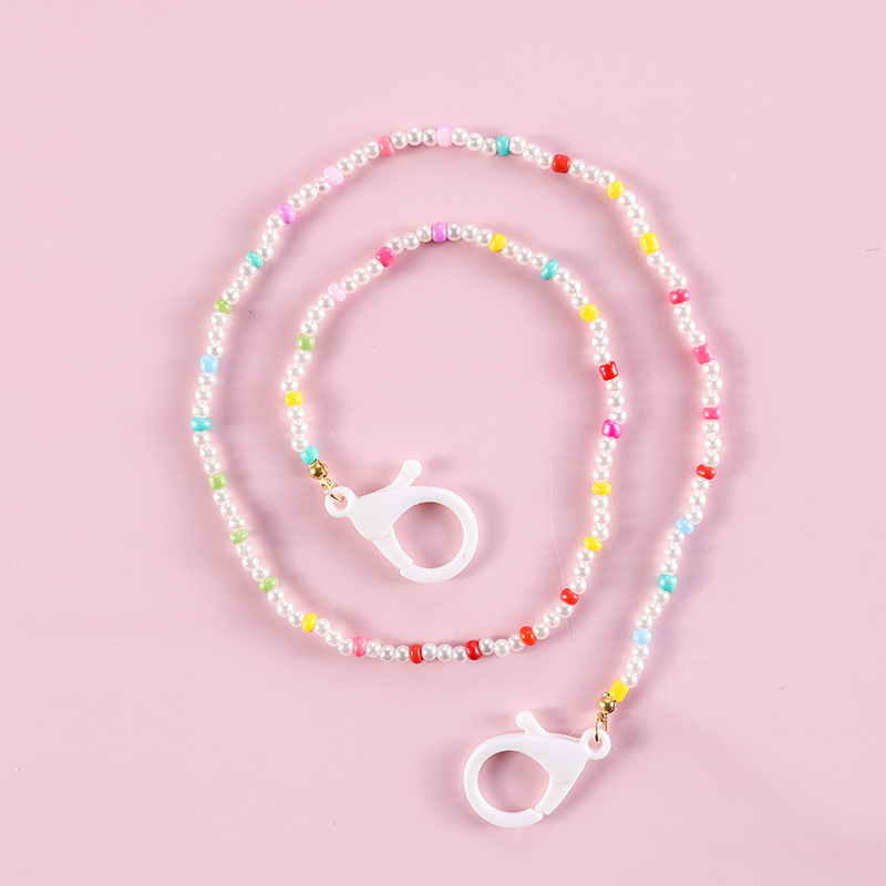 儿童防丢口罩链跨境流行 亚克力+米珠厂家货源可定制挂链细节图