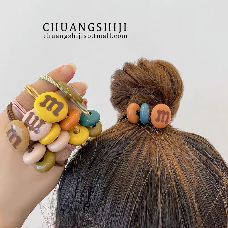 m bean hair rope ~ Korean cute head rope children's high elastic durable hair band bracelet hair rope dual use hair accessories