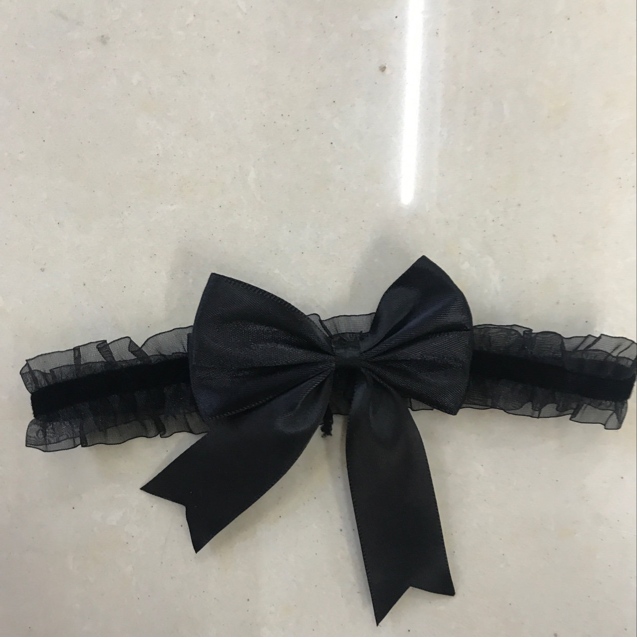 跨境新品 纱带蝴蝶结颈圈配件 公主大腿环新婚结婚礼配件颈圈腿套 黑色