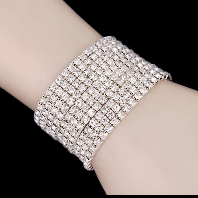 Multi-row single row elastic bracelet