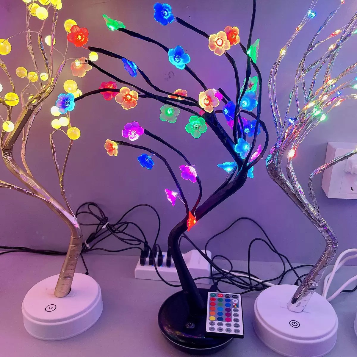 LED copper wire small tree light full of star light room homestayromantic tree decoration simulation tree light decoration modeling light plum remote control color