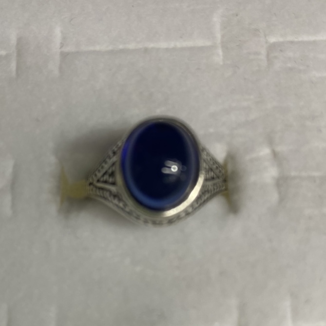 Electric antique silver 8x10 blue gemstone antique fashion ring for women