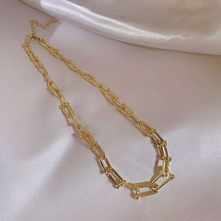 European and American metal thick chain necklace, trendy and exaggerated collarbone chain for women on Instagram, elegant neck chain, popular neck accessory