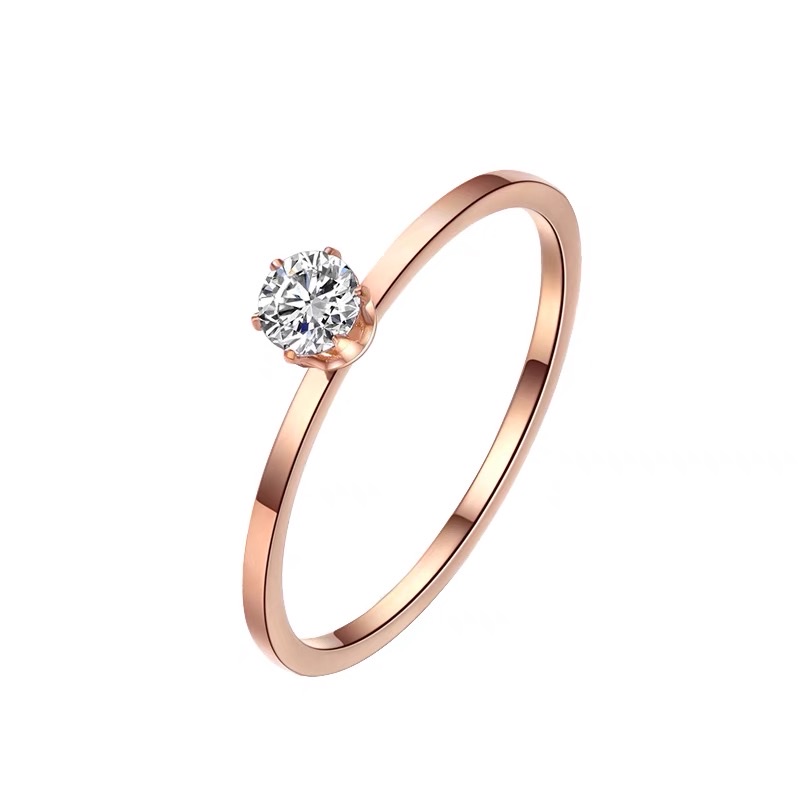 Japanese and Korean small diamond ring, fashionable, unique and niche design, titanium steel light luxury exquisite ring i details Picture