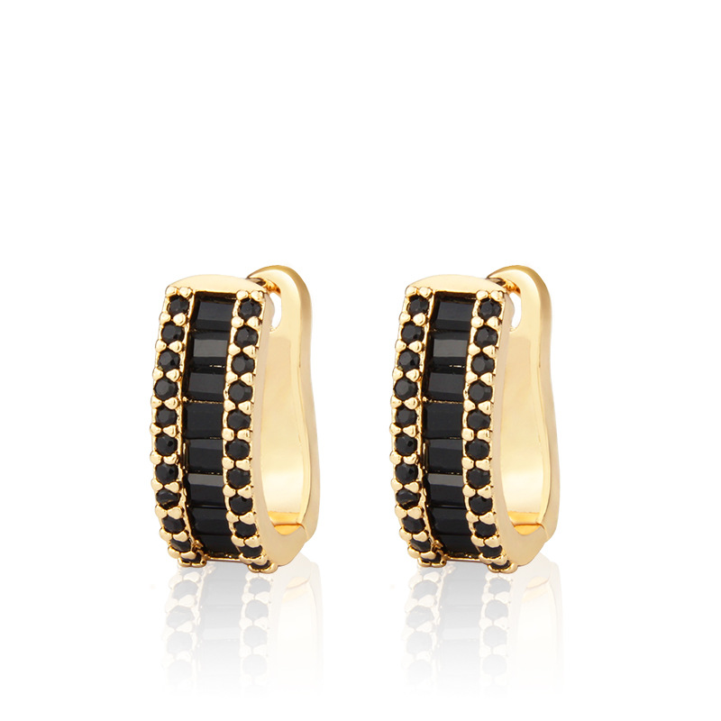 ins European and American cross-border e-commerce diamond-encrusted colored zirconium earrings manufacturer in stock, simple and personalized gold, silver and copper earrings detail image 5