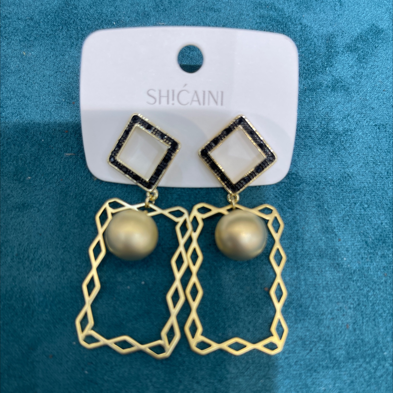 Matte black diamond earrings