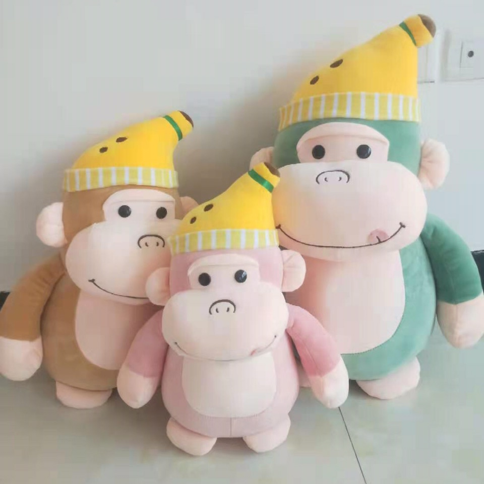Mono mono de boca grande mono con sombrero peluche boneco muñeca visionaria juguete 01