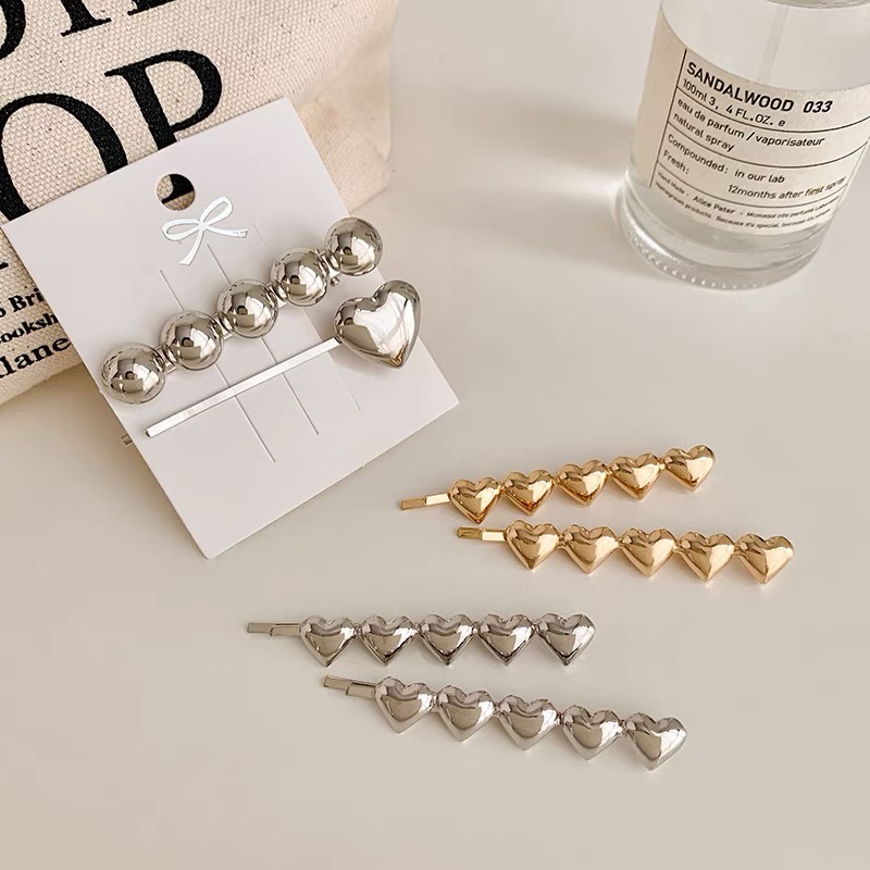 Instagram Simple love hairpin Metal one-line clip Korean group Summer side clip bangs hairpin headdress woman