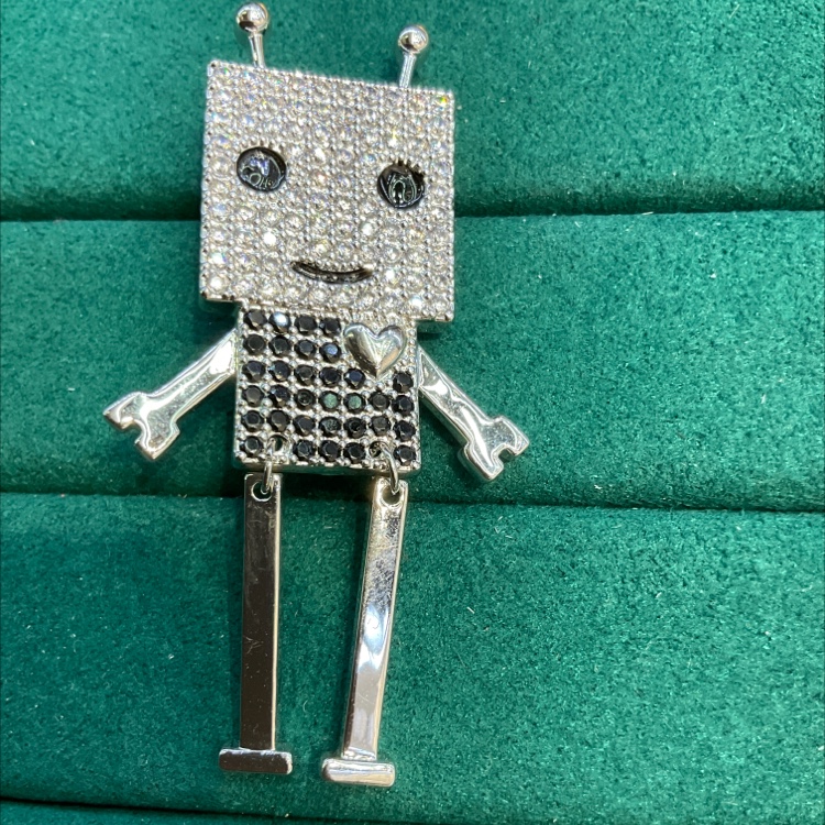 Micro-diamond set robotic brooch