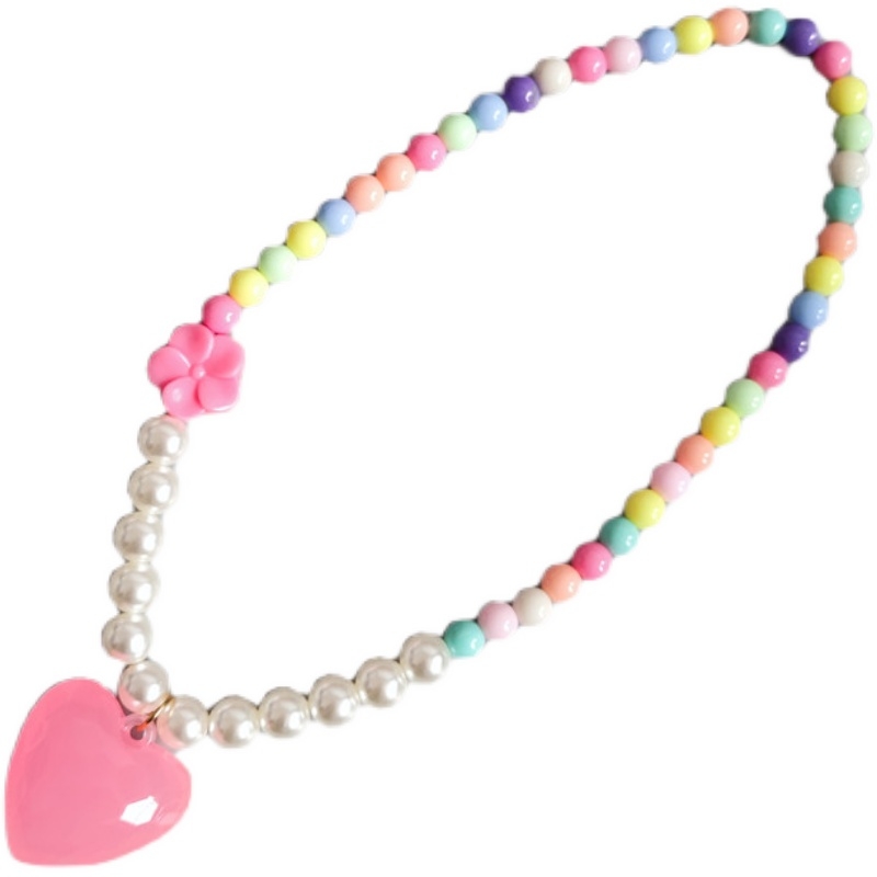儿童小女孩女宝宝女童饰品配饰可爱心形桃心珠子项链