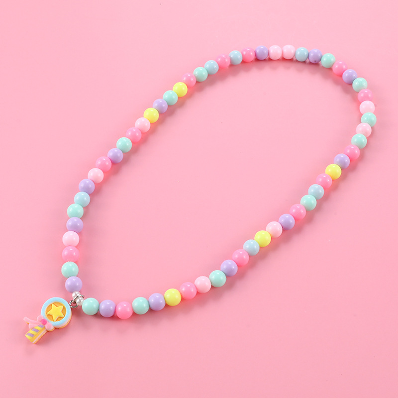 Children's love necklace manufacturer supplies resin acrylic key love pendant necklaces in stock for wholesale Item Picture