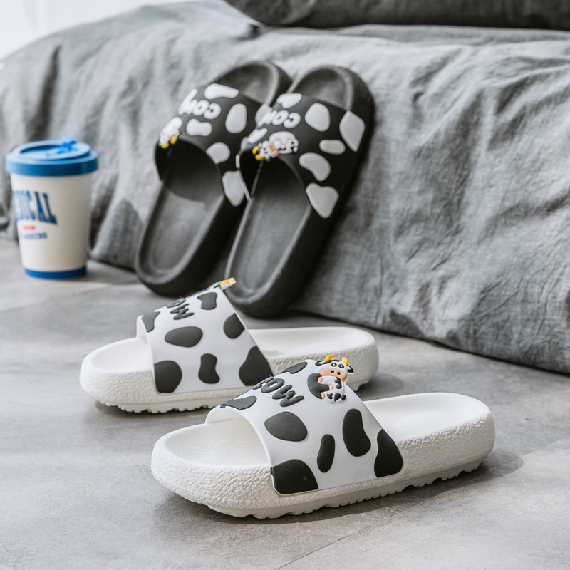 Cow slippers female cute couple summer indoor home non-slip home bathroom bath thick bottom outside wear male wholesale
