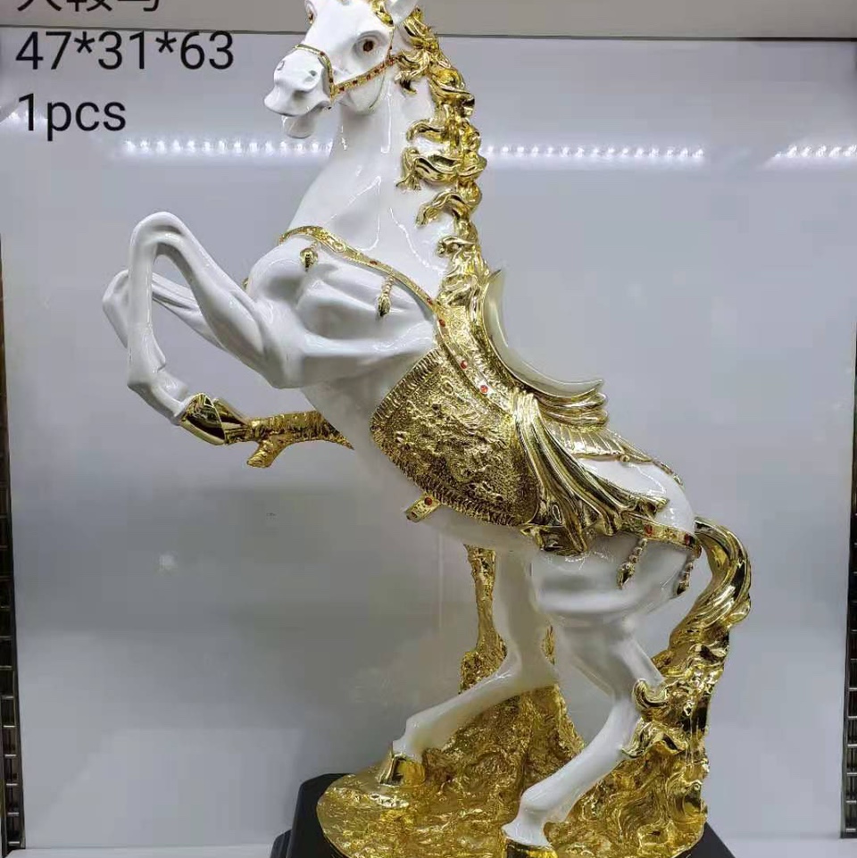 大鞍马电镀树脂工艺品办公室客厅桌面摆件礼品
