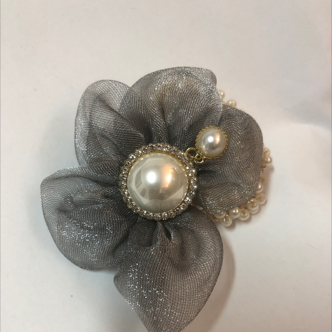 Internet hit sunflower pearl rhine-diamond hair band gray