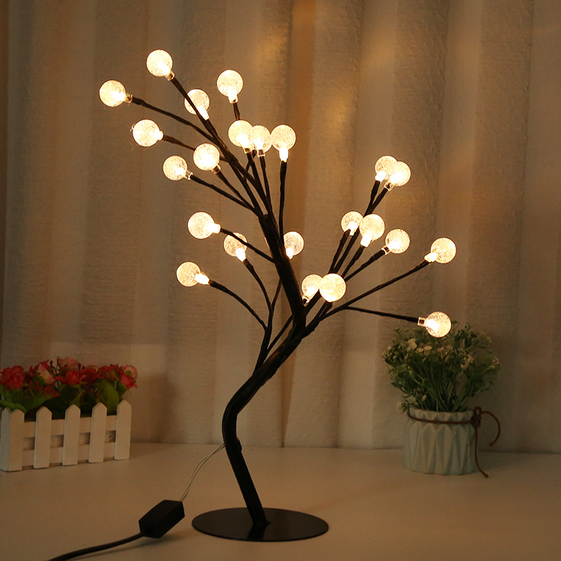Desk lamp, heart-shaped atmosphere decoration, illuminated small tree, ins style LED renovation, dormitory background, small night cross-border crystal, 45cm high details Picture