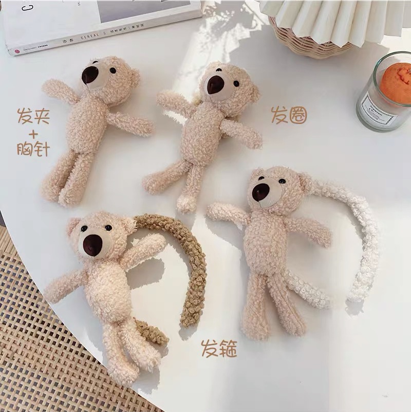 Cuddle bear ~ Cute face hair band female doll head rope funny hair clip net infrared out of home hair accessories thumbnail