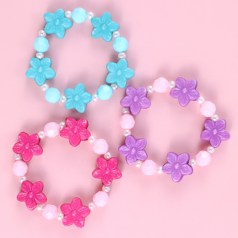 Flower flower children's natural style small flower acrylic bead girls' bracelet manufacturer supply, customizable accessories available Specification image