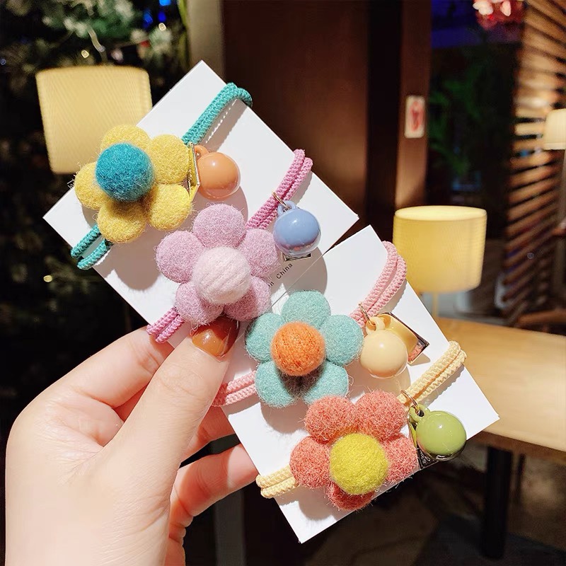 Children's simple flower hair tie fascinator Little girl cute hair do not hurt hair circle hair accessories lady rubber band fascinator