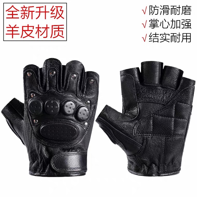 Sheepskin half-finger gloves for men autumn and winter riding driving motorcycle outdoor tactics