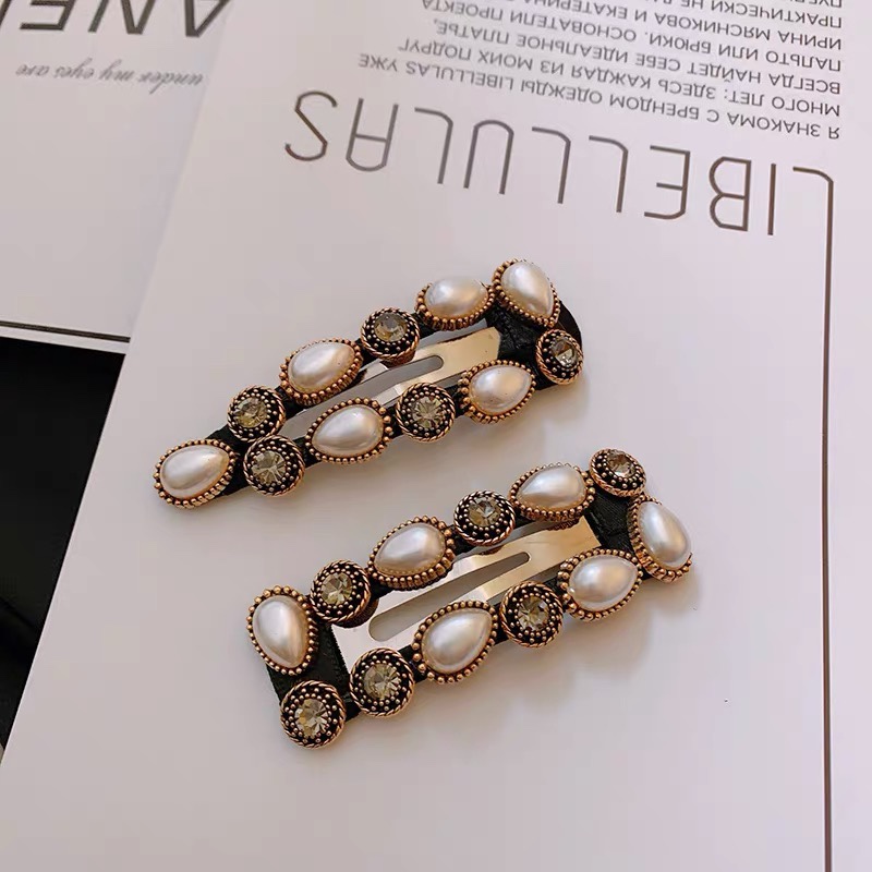 Heavy industry retro pearl hair clips, women's bangs hair clips, French clips at the back of the head, trendy and stylish headwear