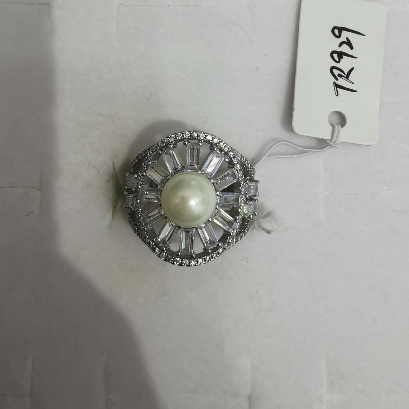 Pearl plus cubic zircon ring