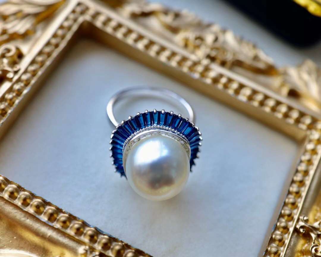 大点位奥白珍珠925纯银戒指产品图