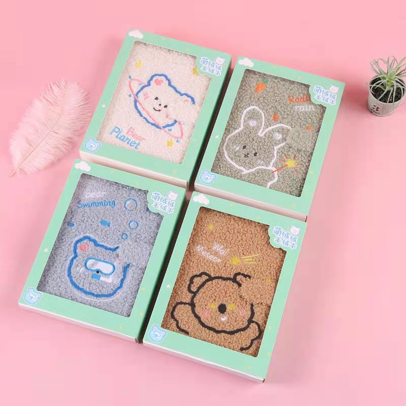 ZL-1038呆萌玩偶毛绒磁扣本（4本/套，随机色）详情图2