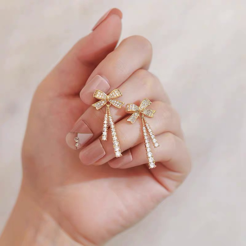 蝴蝶结耳环2021年新款潮夏季款高级感轻奢设计感耳钉女纯银针耳饰