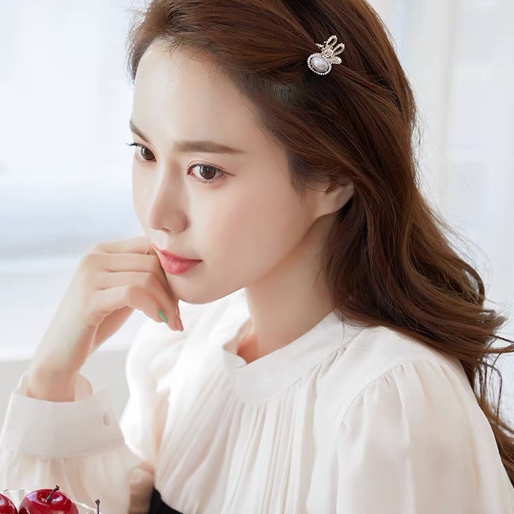Bunny Pearl Small hair clip grab Small hair clip Small delicate top clip Liu seaside clip girl clip headdress