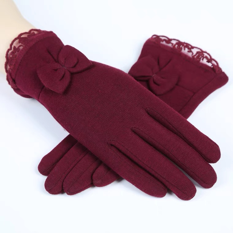 Add fleece thick warm gloves driving and riding cold lady lovely student autumn winter Korean touch screen
