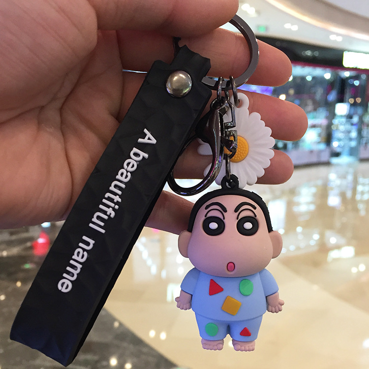 创意卡通公仔蜡笔小新钥匙扣新款硅胶汽车钥匙链可爱挂件礼品批发 1图