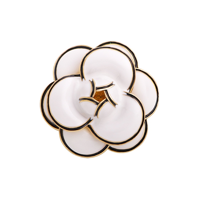 山茶花珍珠胸针女高档 欧美丝胸花 可爱金属别针brooch