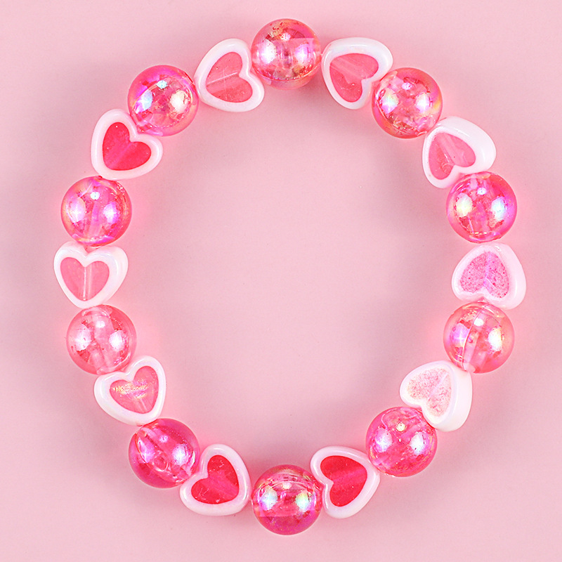 Colorful and simple children's acrylic bracelet, heart-shaped bead string, girls' bracelet manufacturer's supply can be customized Application Scenario