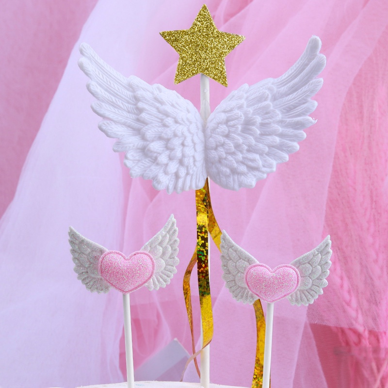 天使的翅膀五角星蛋糕插件装饰用品生日蛋糕配饰详情图1
