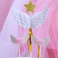 天使的翅膀五角星蛋糕插件装饰用品生日蛋糕配饰