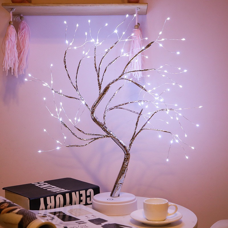 LED copper wire small tree lamp, starry sky lamp, room homestay, romantic branch decoration, simulated tree lamp, decorative item, shaped lamp, starry sky white
