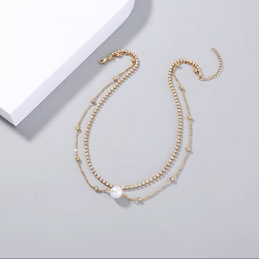 Necklace 015 jaw chain zircon pearls