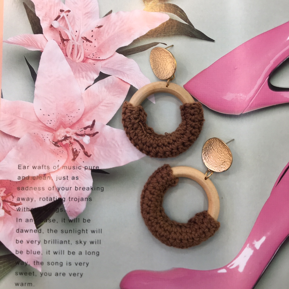 Internet celebrity fashion trend casual wood wool alloy earring girl