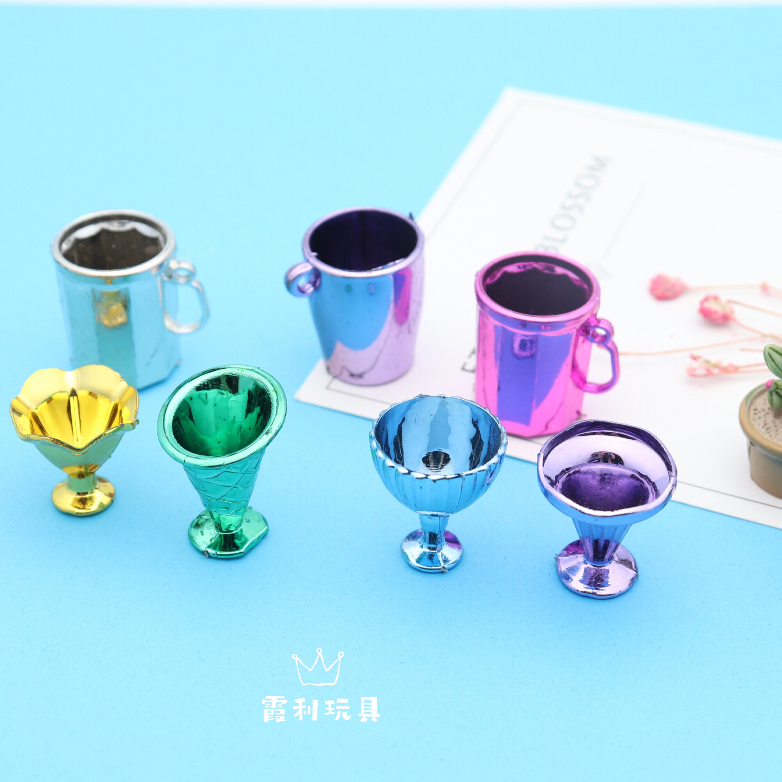 Electroplated small cups, children's plastic toys, play house and gacha detail image 1