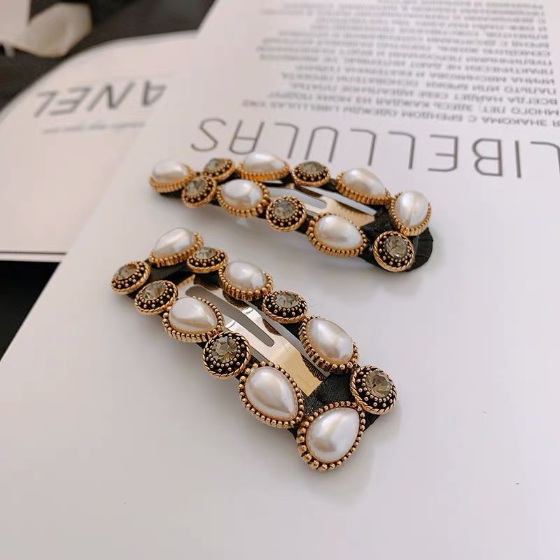 Heavy industry retro pearl hair clips, women's bangs hair clips, French clips at the back of the head, trendy and stylish headwear Specification image