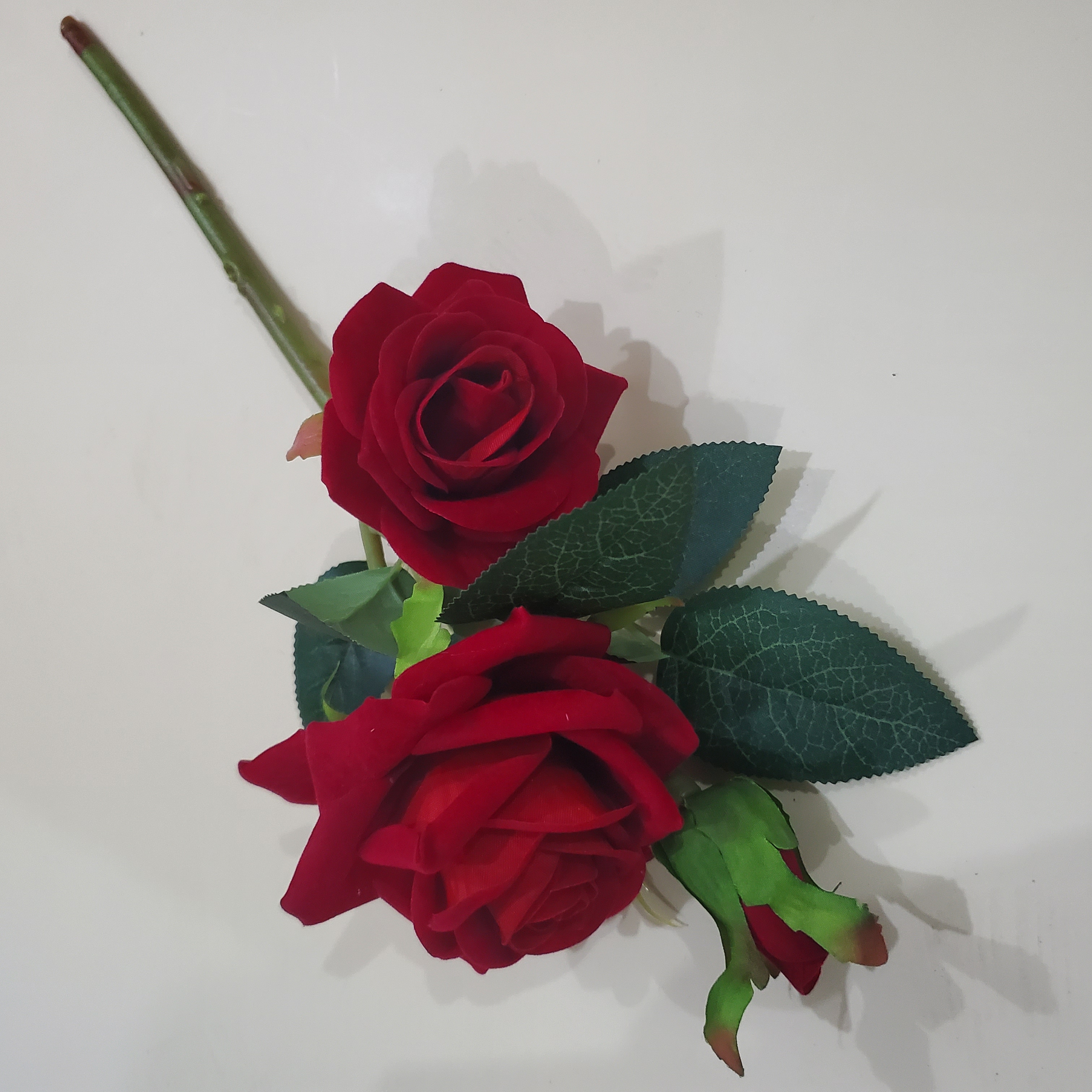 Wedding rose decoration simulation flower restaurant flower arrangement dried flower simulation plant flannelette 3 head short branch corner rose thumbnail