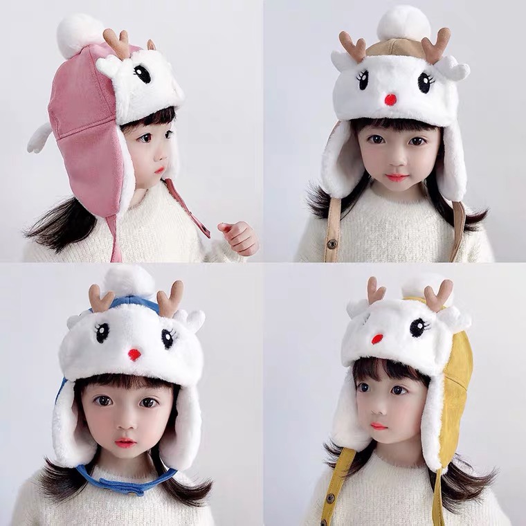 Baby autumn and winter, infant and toddler, children's hat and scarf integrated with fleece 6