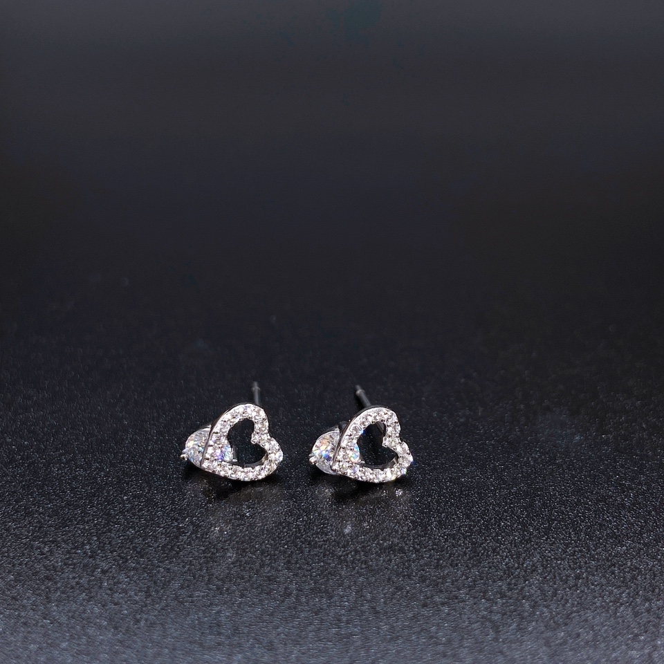 s925 sterling silver stud earrings, fashionable and versatile, shiny silver jewelry -074