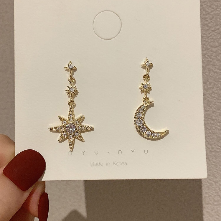 Trendy star and moon earrings