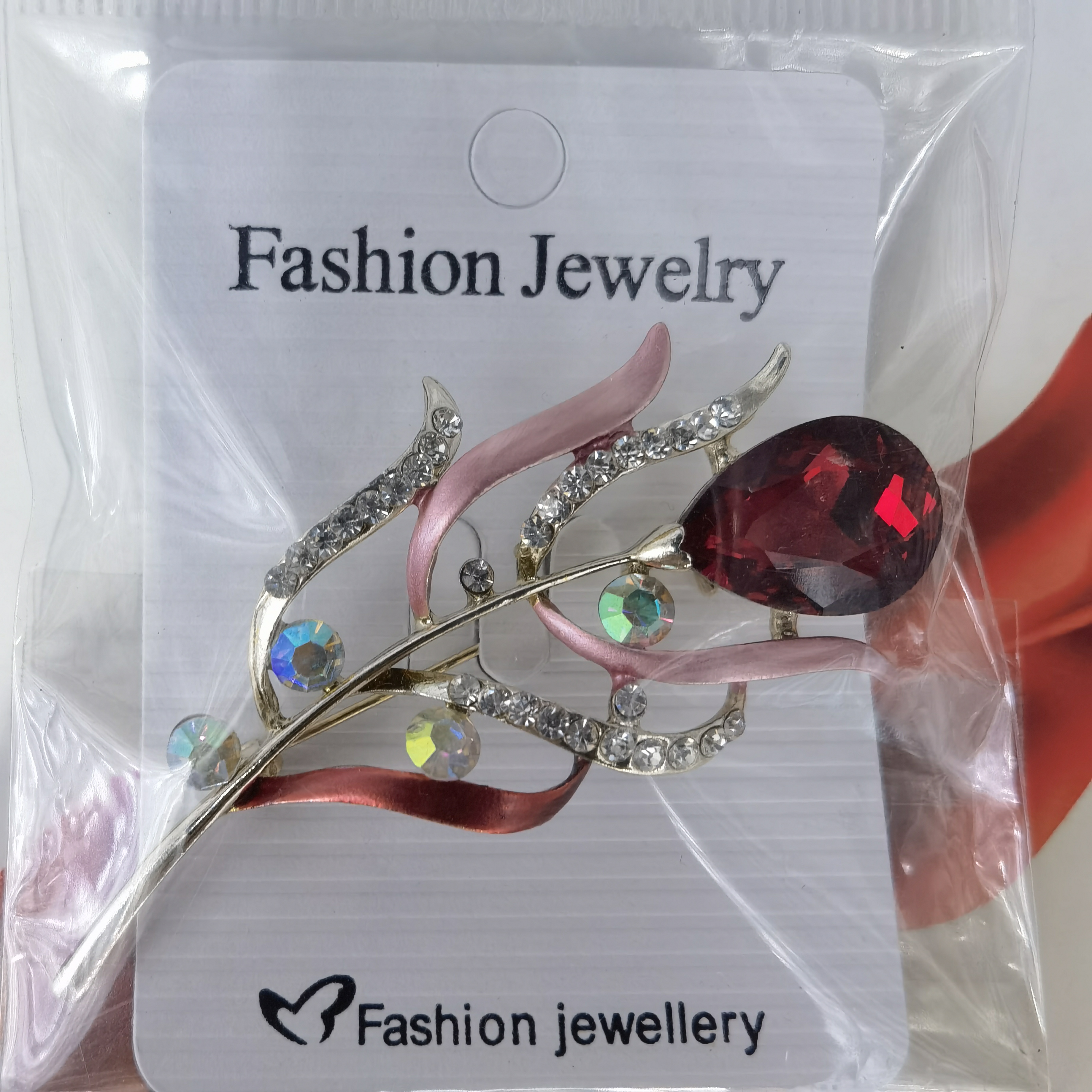 Glass rhinestone painted fashion brooch